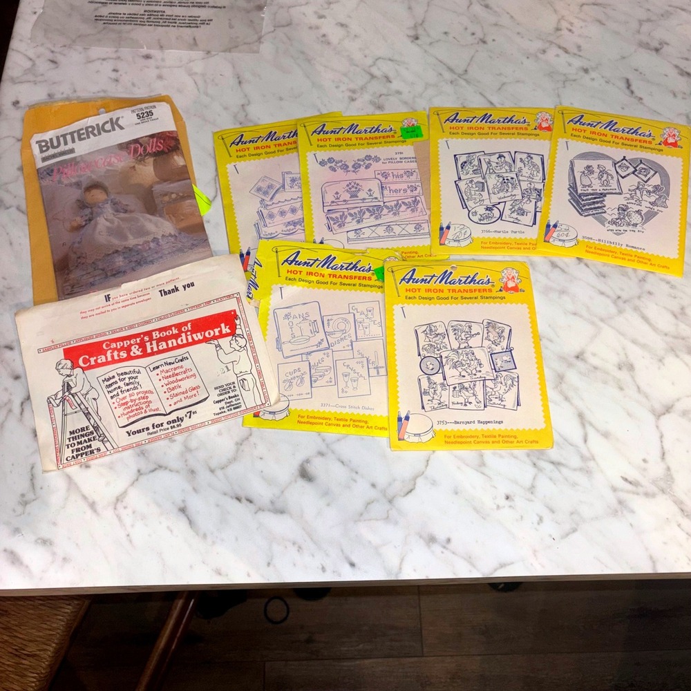 Vintage Aunt Martha Transfers Butterick Pattern & Capper Craft Book Lot of 8